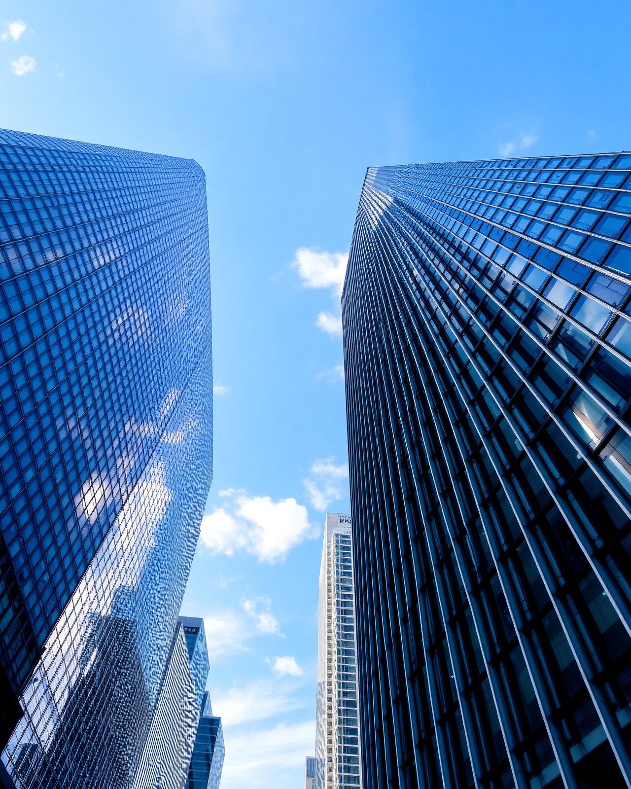 Modern glass skyscrapers in Hong Kong